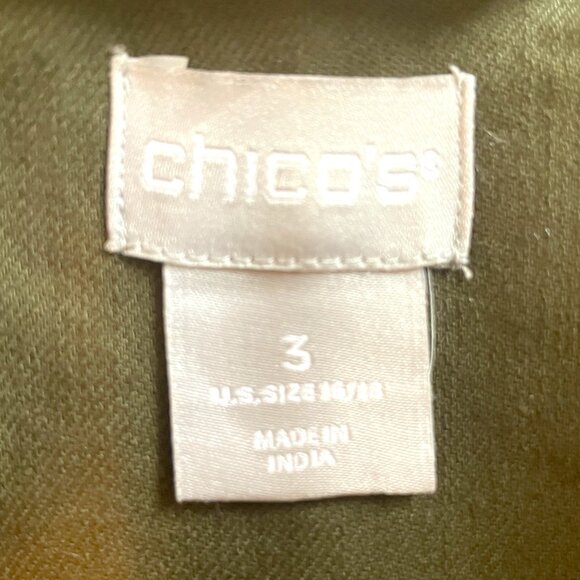 Chico's Quilted Military Jacket Sz 3 / XL Olive Green Embellished Baroque EUC - Picture 7 of 11